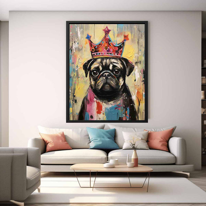 Modern Pug Black Dog Art Painting