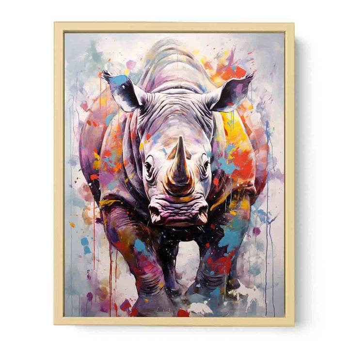 Modern Painting Rhinoceras Art  Framed Print