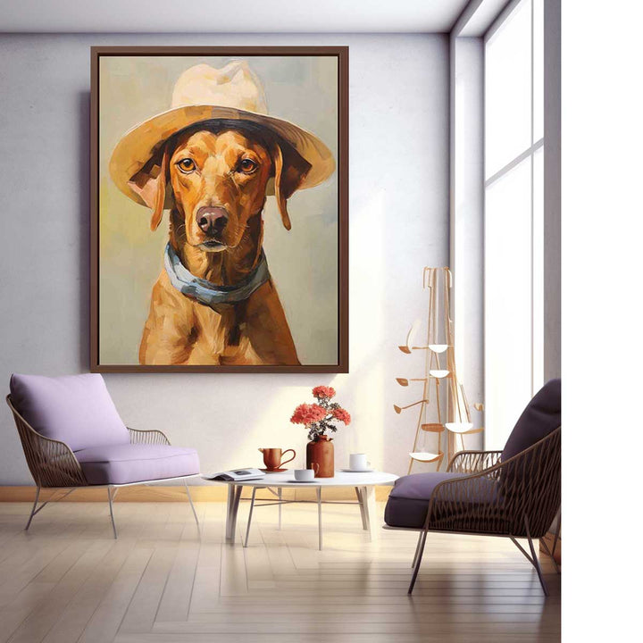 Modern Hat And Dog Art Painting