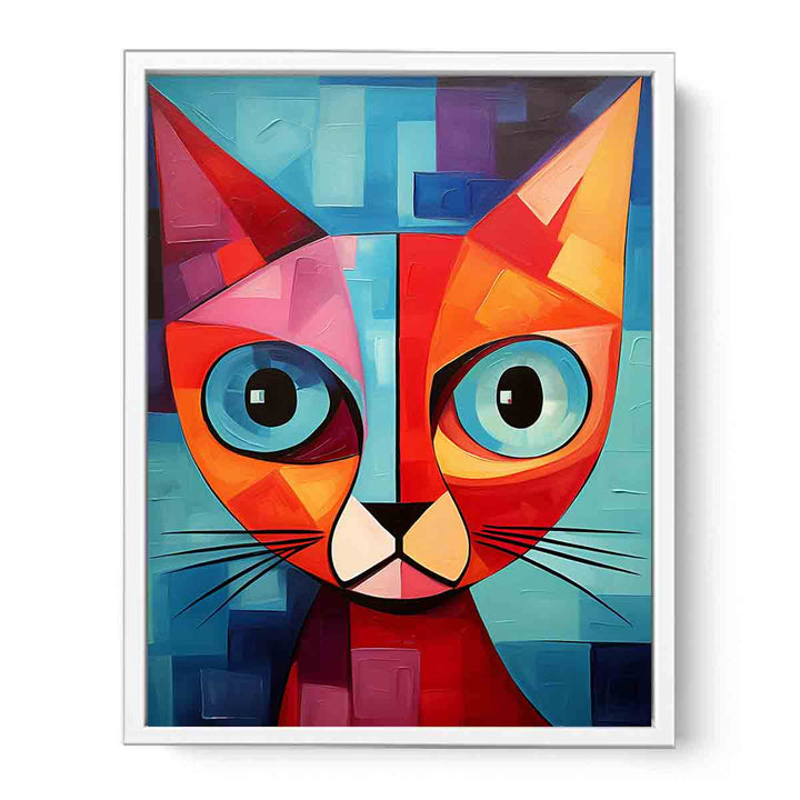 Modern Red Cat Art Painting