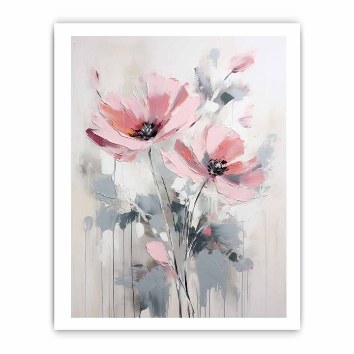 Flower Grey Pink Art Painting