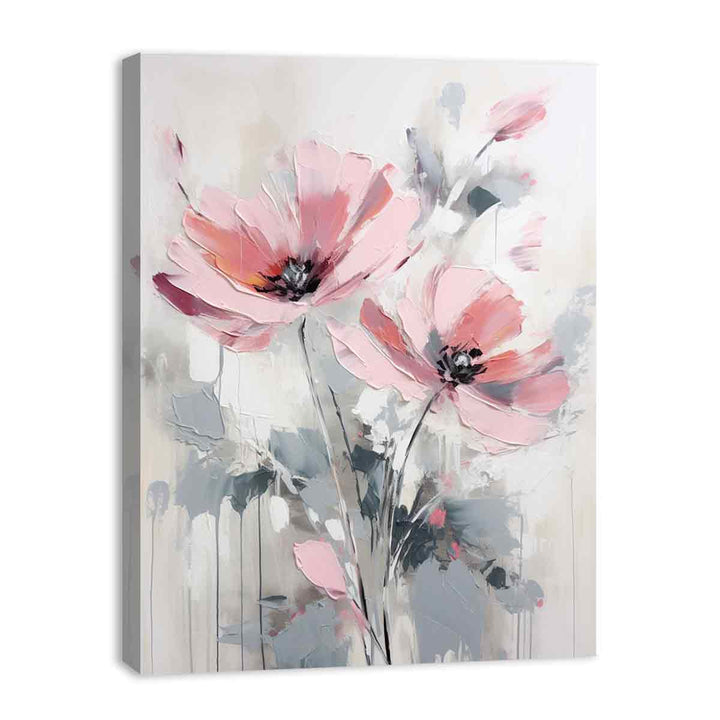 Flower Grey Pink Art Painting