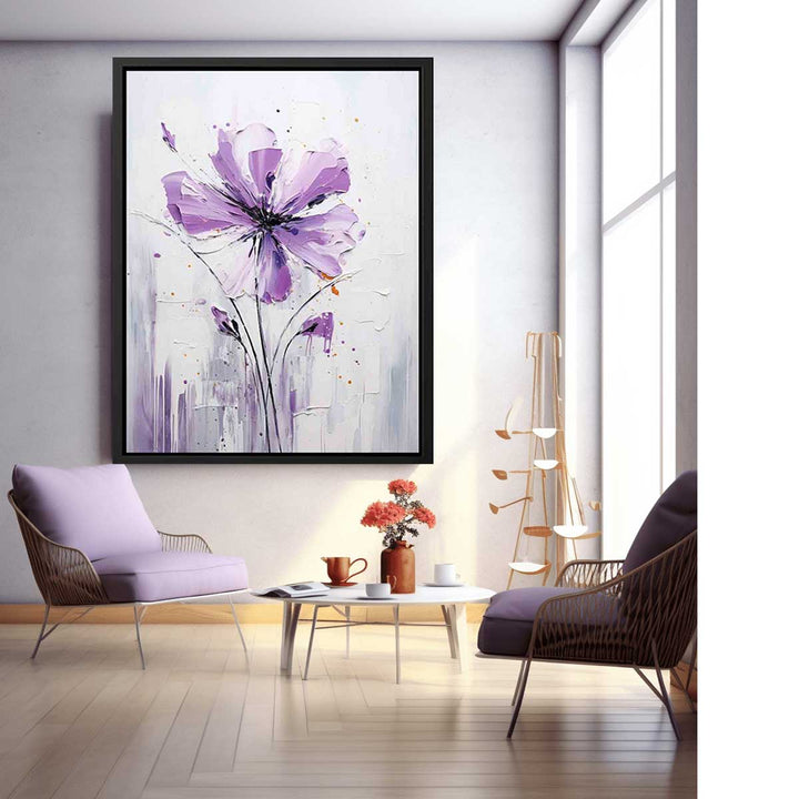 Flower Art White Purple Painting