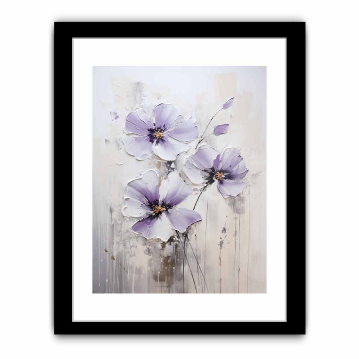 Flower Art Purple Grey Painting