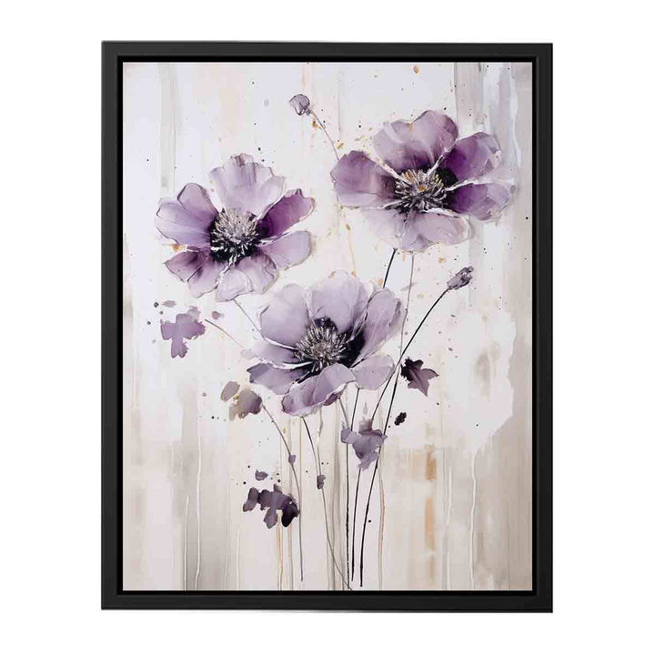Purple Grey Flower Art Painting  