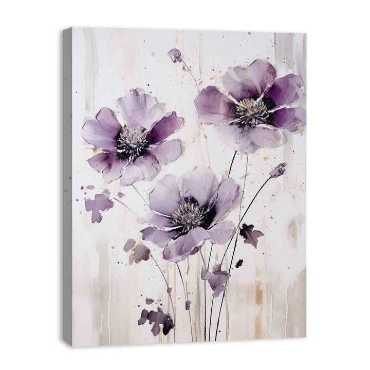 Purple Grey Flower Art Painting  