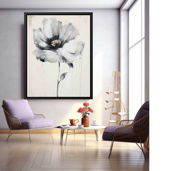 White Black Flower Art Painting  
