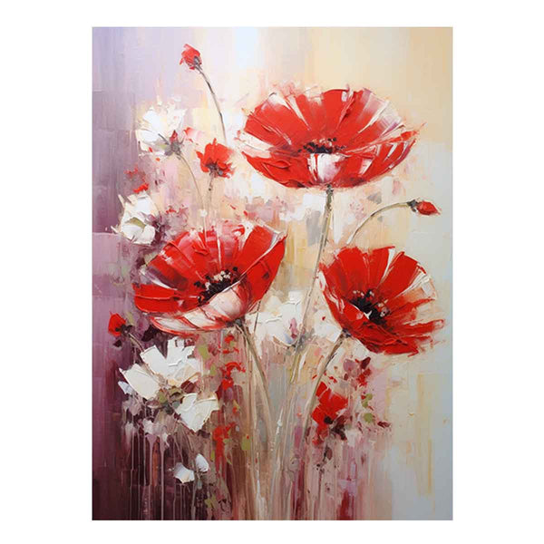 Red White Art Flower Painting  