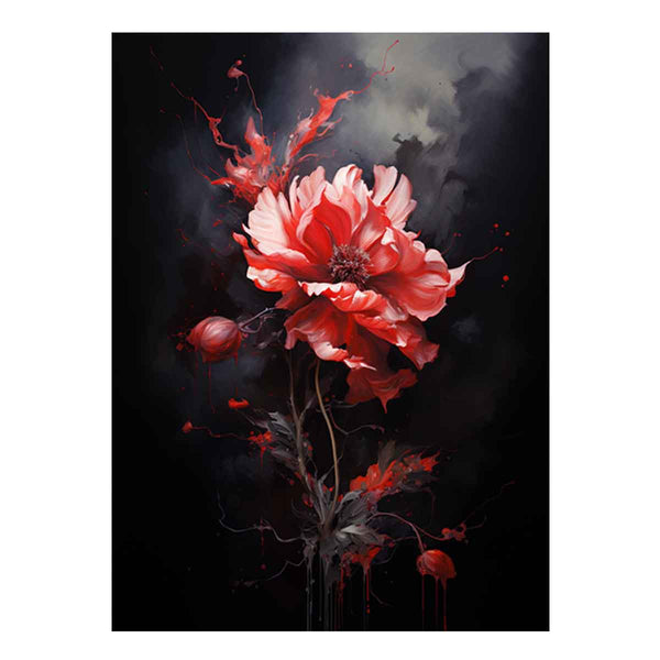 Black Red Flower Painting  