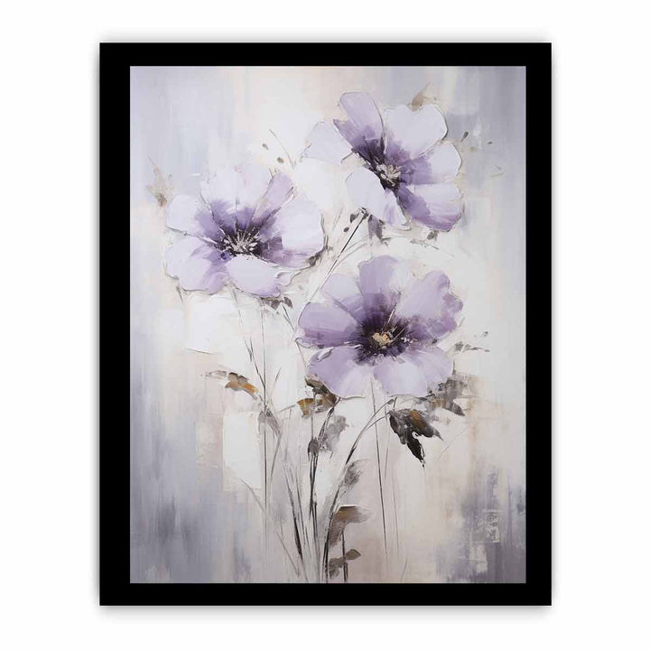 White Purple Art Flower Painting
