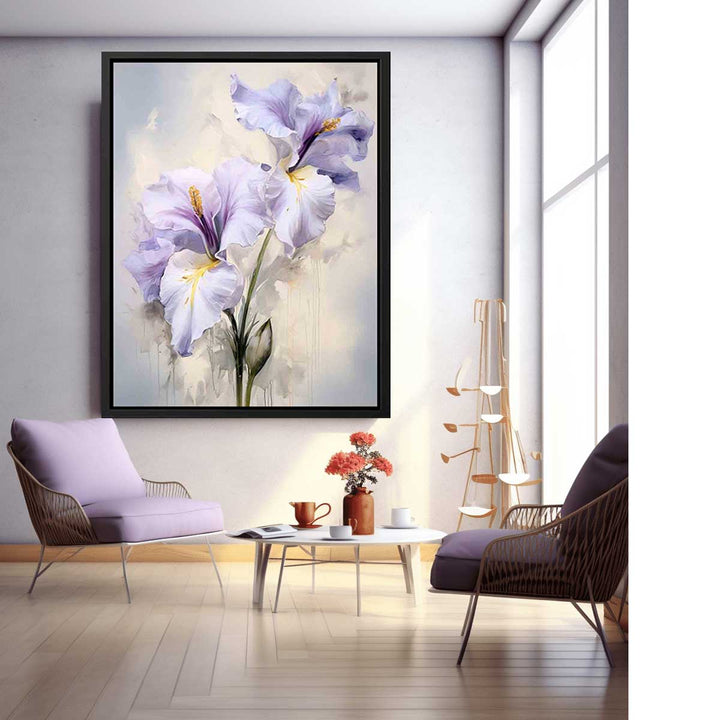 White Purple Flower Painting  