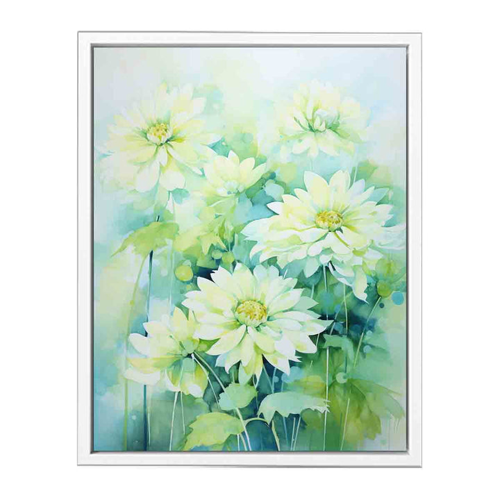 Green Leaf Flower Painting  Canvas Print