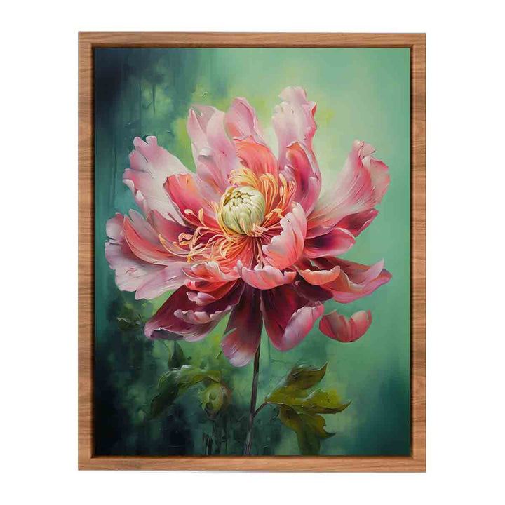 Green Pink Flower Painting  