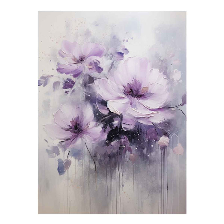 Purple Grey Flower Painting  
