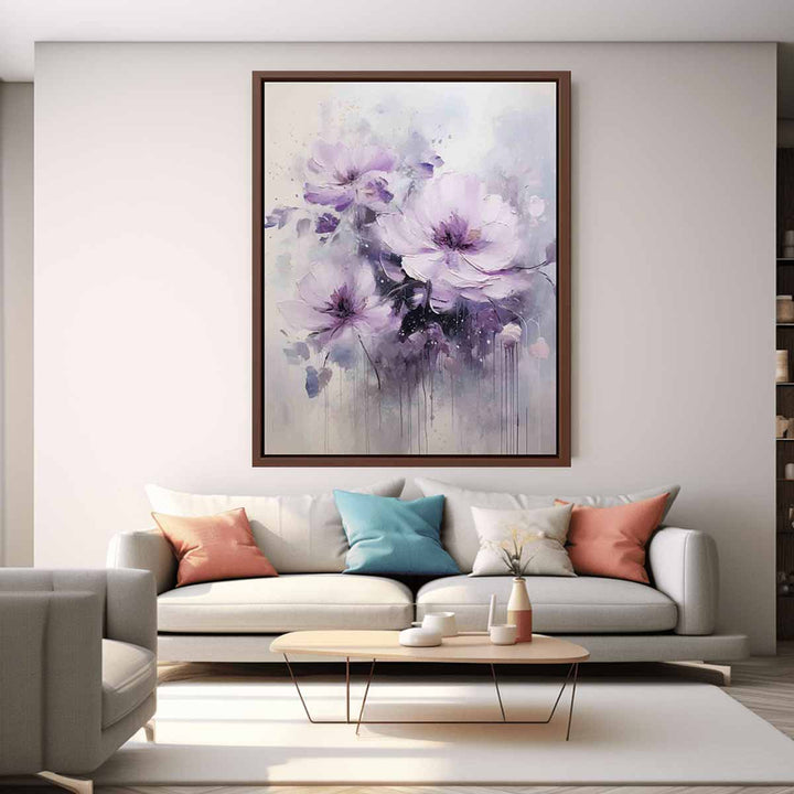Purple Grey Flower Painting  