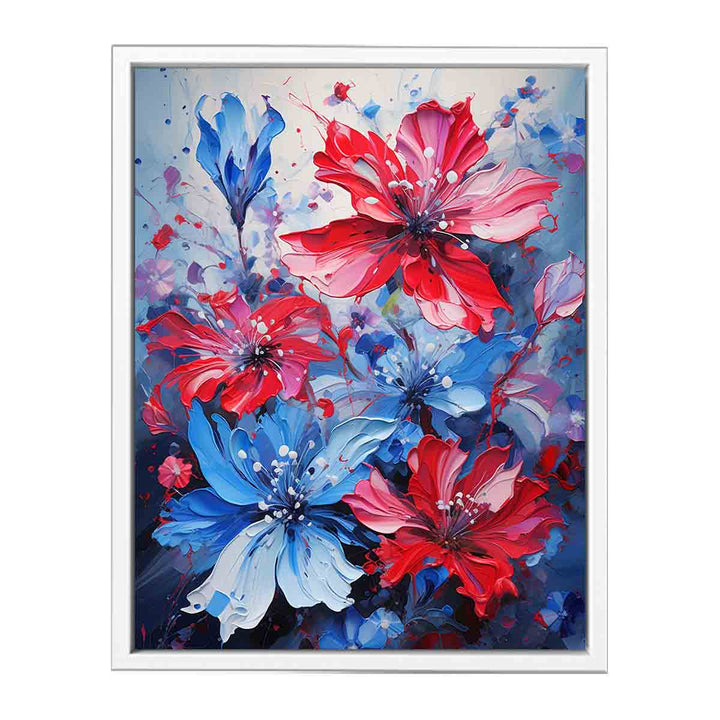 Flower Art Blue Red Painting