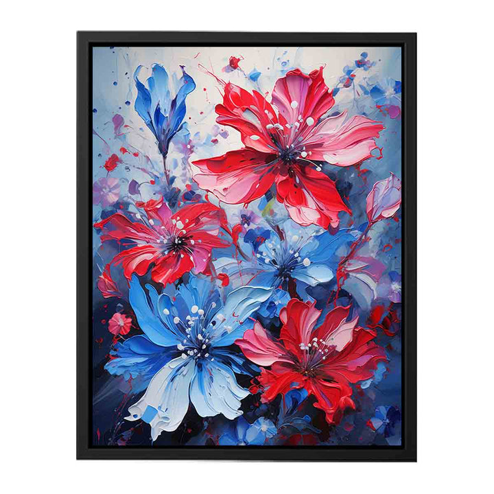 Flower Art Blue Red Painting