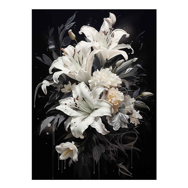Flower White Black Art Painting  