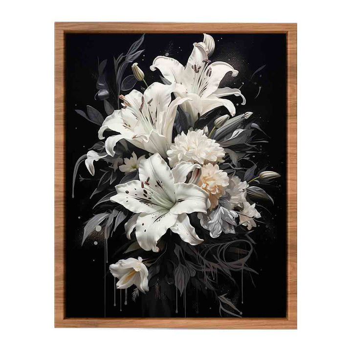 Flower White Black Art Painting  