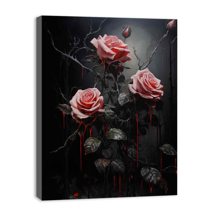 Flower Art Black Painting  