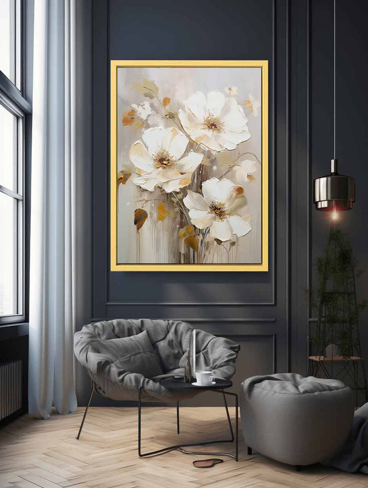 Flower Art Painting Red White