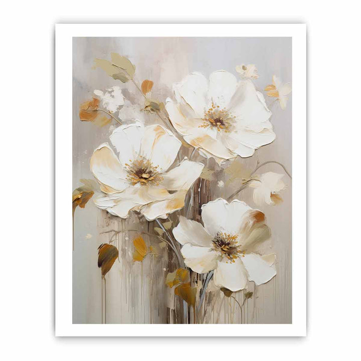 Flower Art Painting Red White