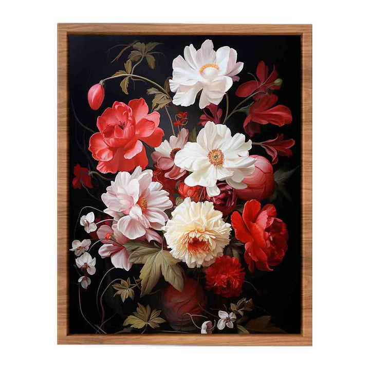 Flower Art Red White Painting  