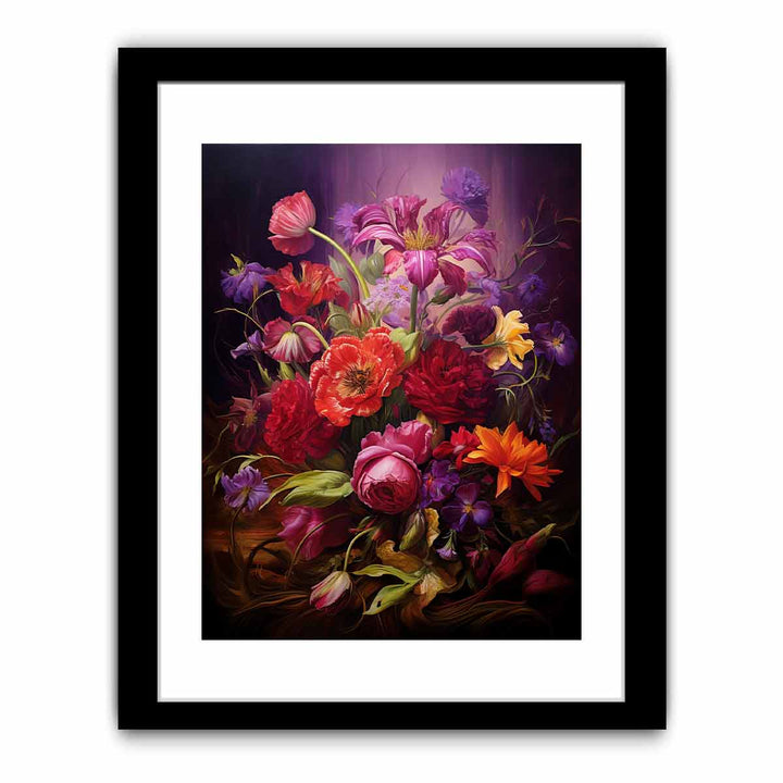 Purple And Red Flowers Painting