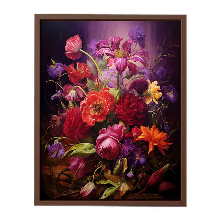 Purple And Red Flowers Painting