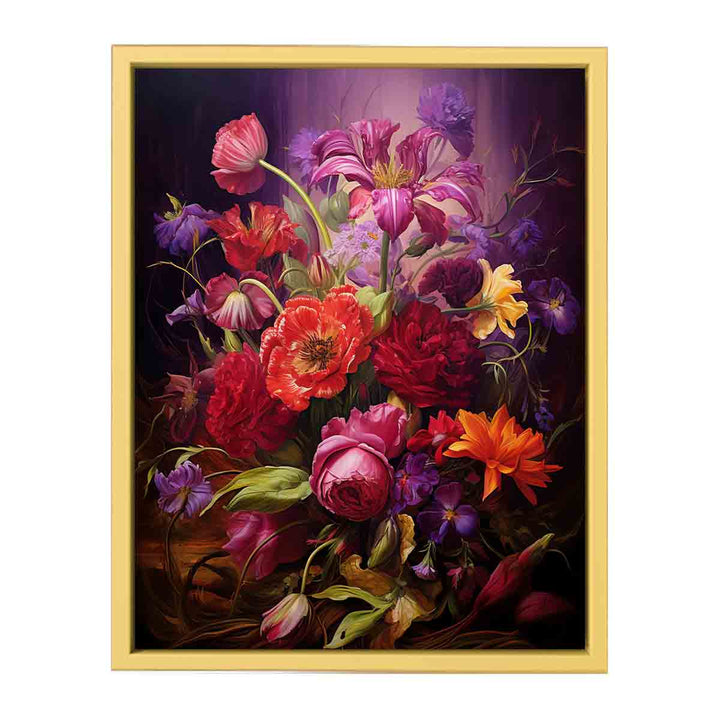 Purple And Red Flowers Painting