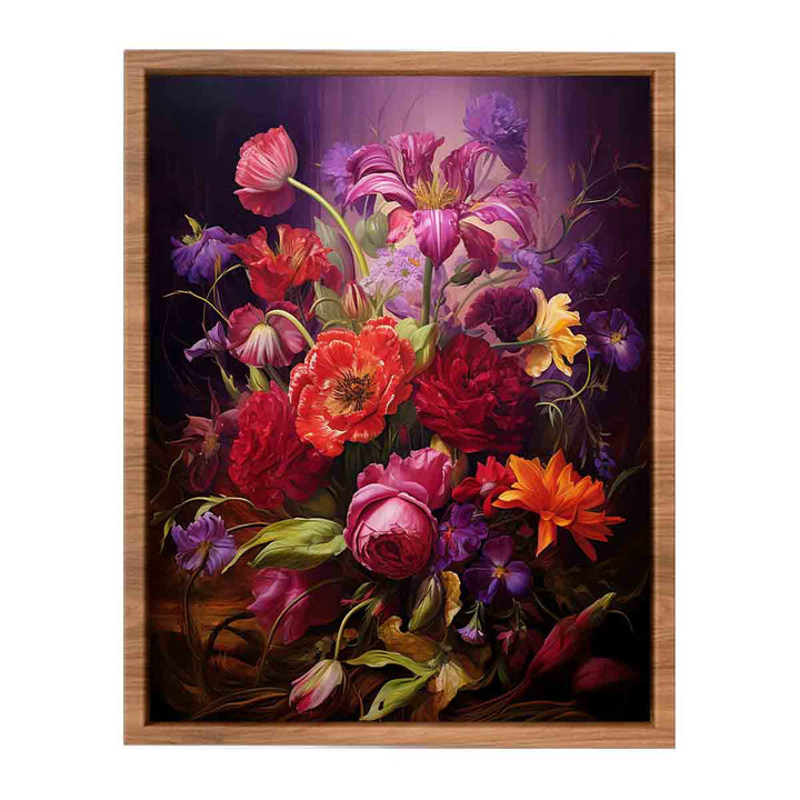Purple And Red Flowers Painting