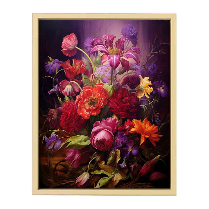 Purple And Red Flowers Painting