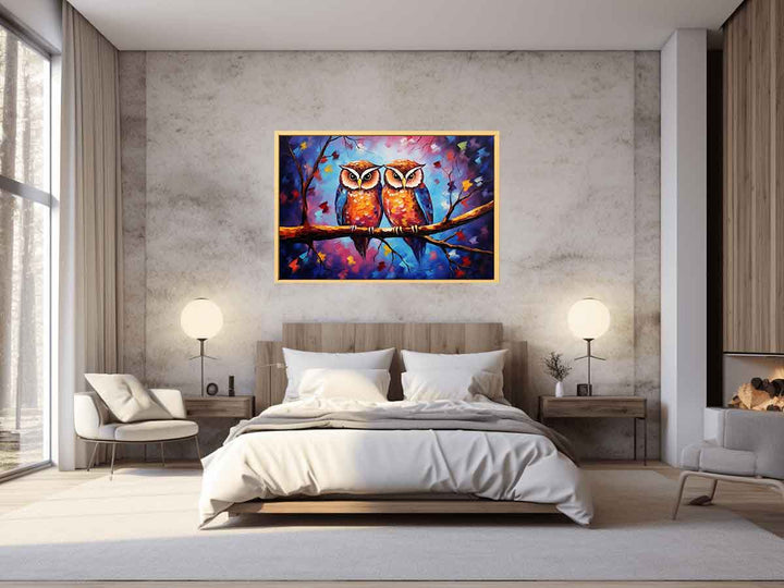 Two Owl Modern Art Painting
