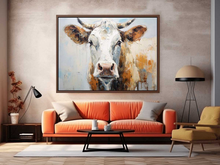 White Brown Cow Artwork