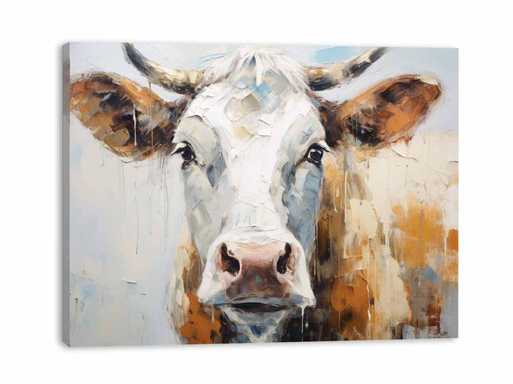 White Brown Cow Artwork