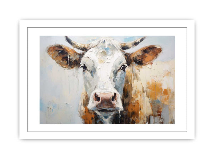 White Brown Cow Artwork