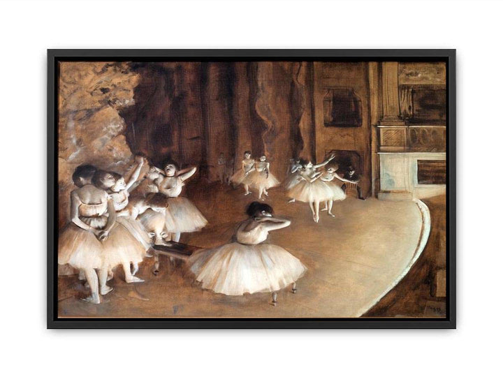 The Dance Class - The Rehearsal of the Ballet on Stage  by Edgar Degas