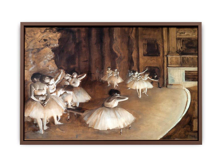 The Dance Class - The Rehearsal of the Ballet on Stage  by Edgar Degas