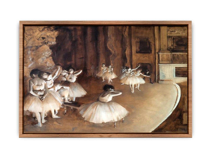 The Dance Class - The Rehearsal of the Ballet on Stage  by Edgar Degas