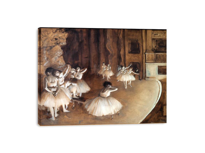 The Dance Class - The Rehearsal of the Ballet on Stage  by Edgar Degas