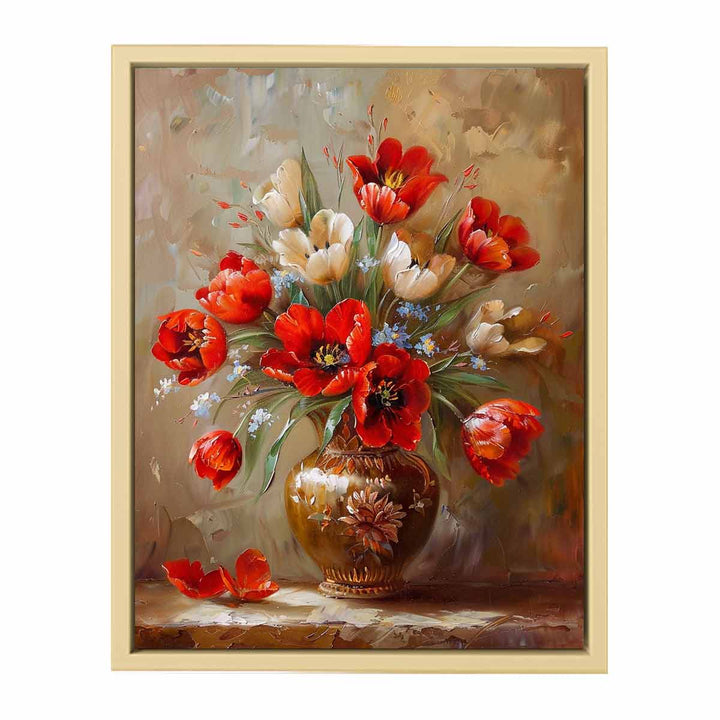 Red Flowers with Vase Painting