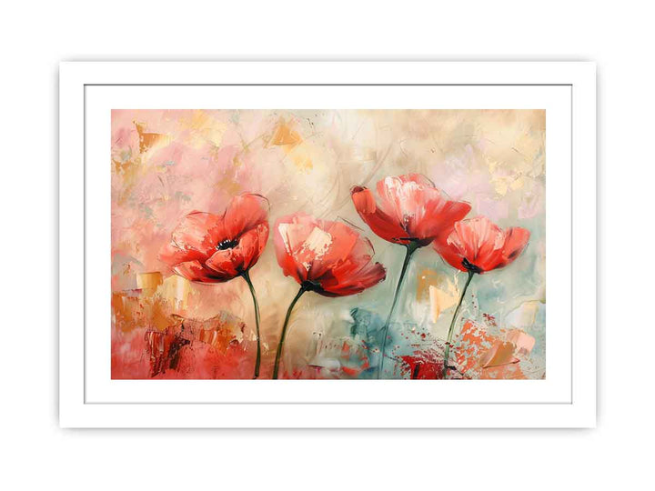 Red Abstract Floral Painting