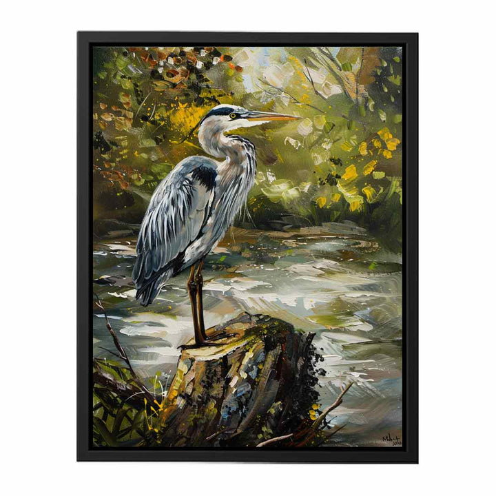Grey Heron Bird  Painting
