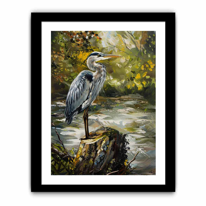 Grey Heron Bird  Painting