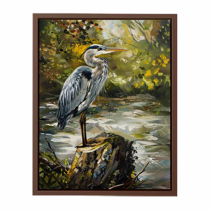 Grey Heron Bird  Painting