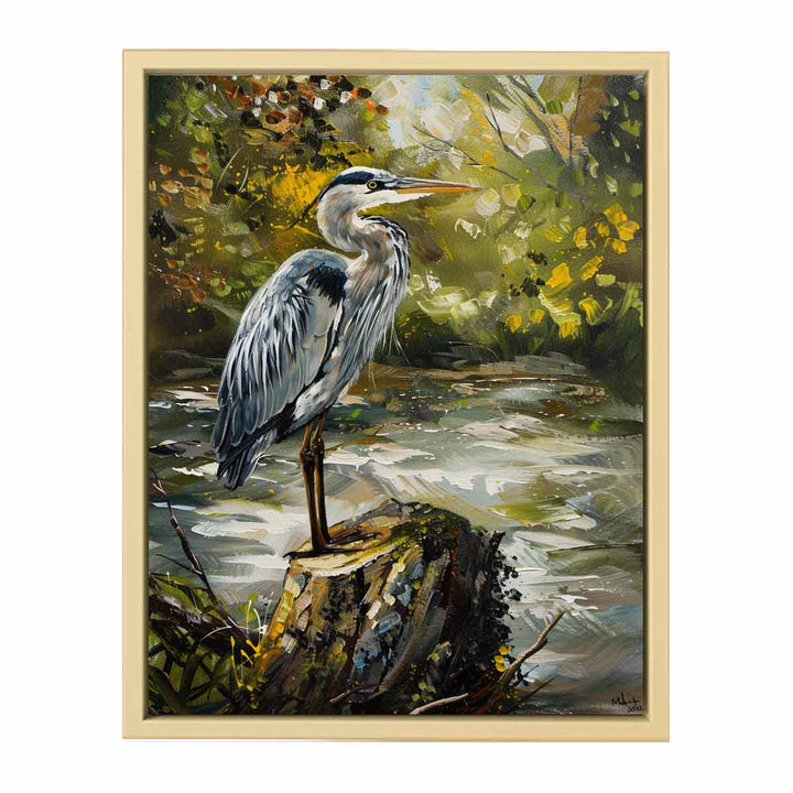 Grey Heron Bird  Painting