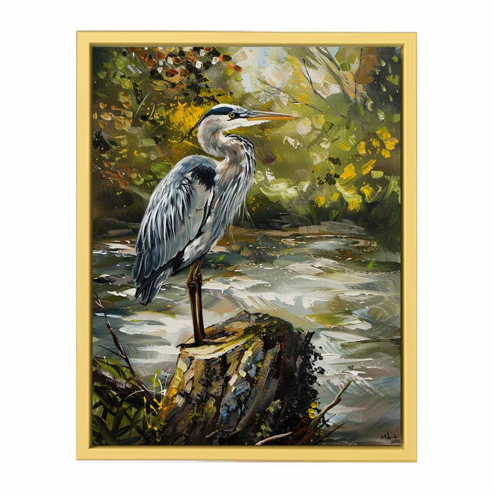 Grey Heron Bird  Painting