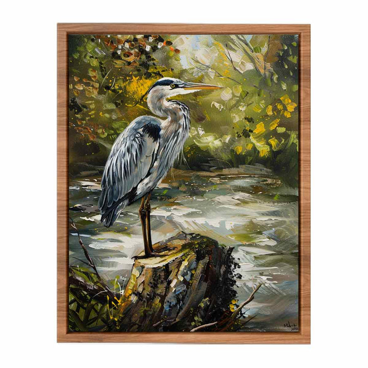 Grey Heron Bird  Painting