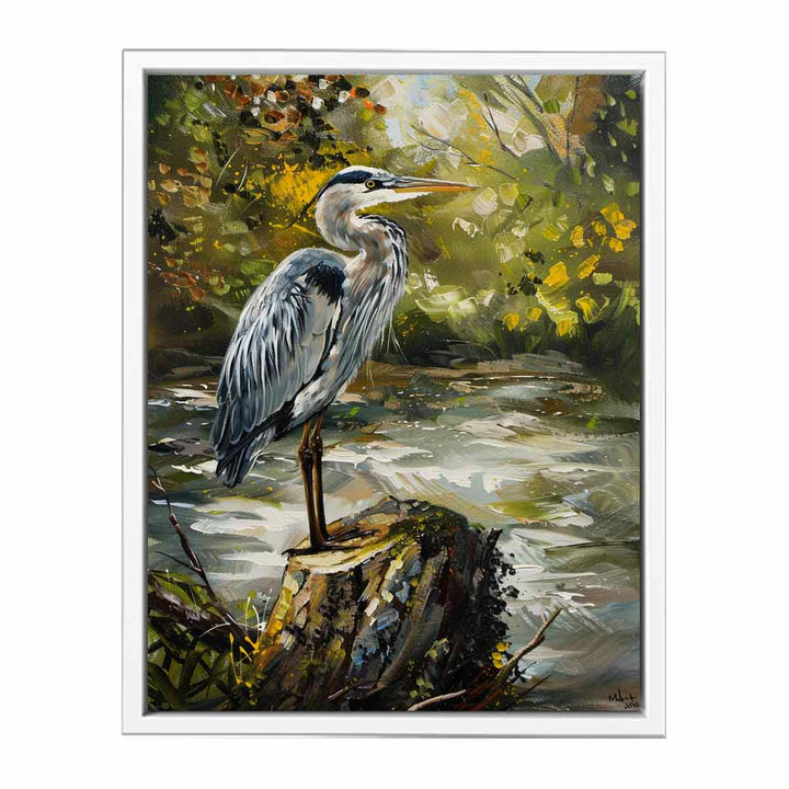 Grey Heron Bird  Painting