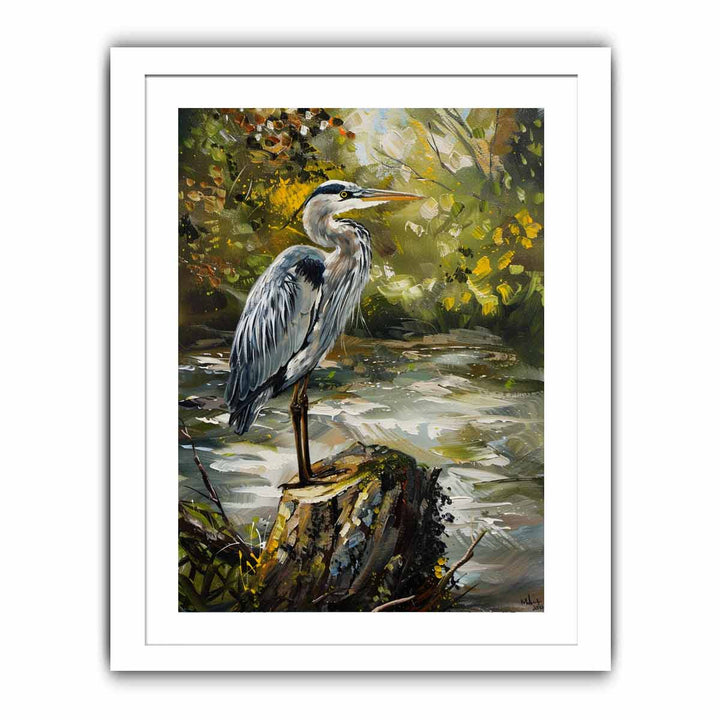 Grey Heron Bird  Painting